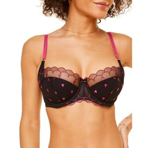 New Without Tags Adore Me Lingerie Emanuelly Push Up Bra black and pink in 36D